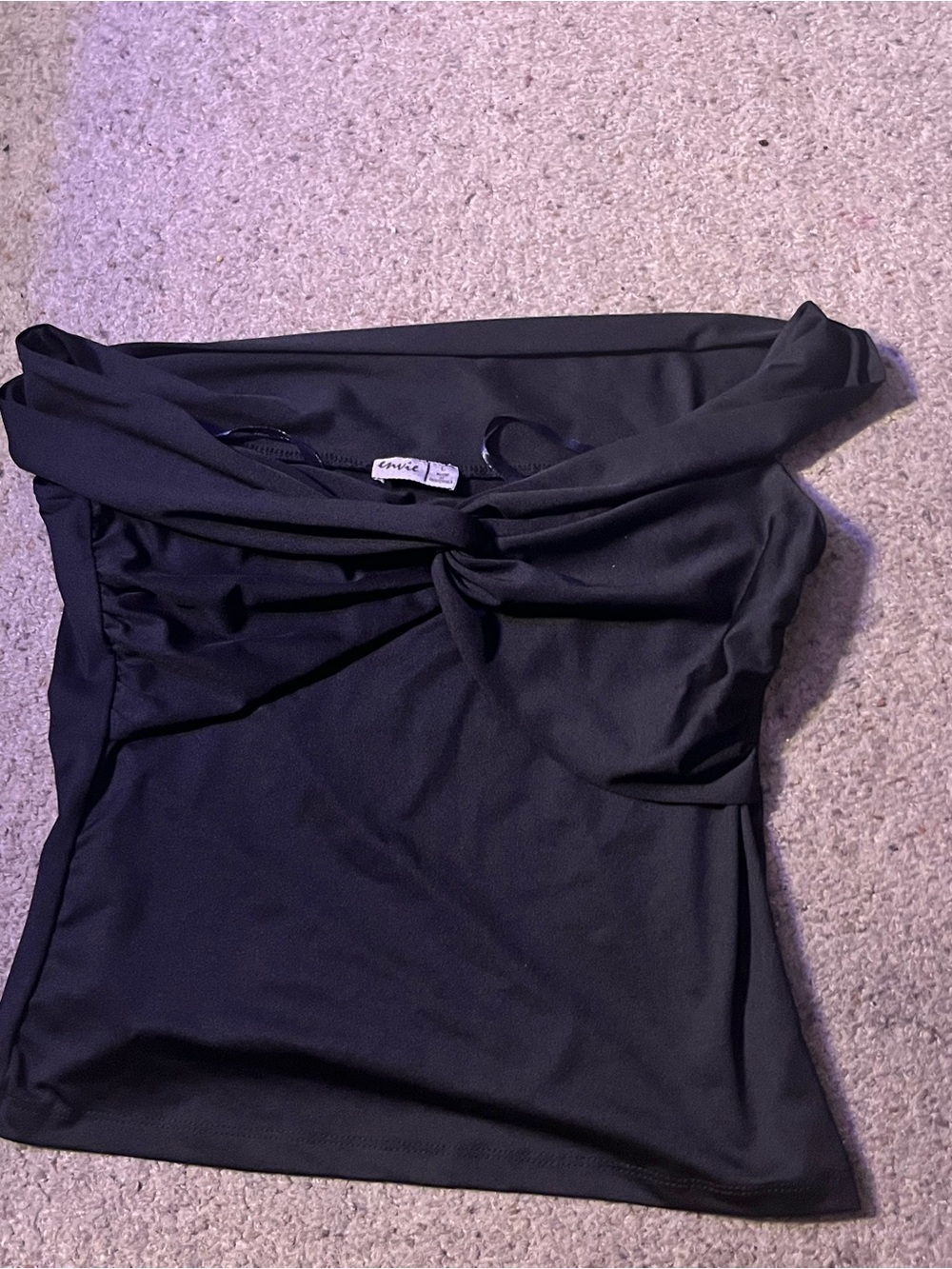 Strapless Black Twist-Front Dress